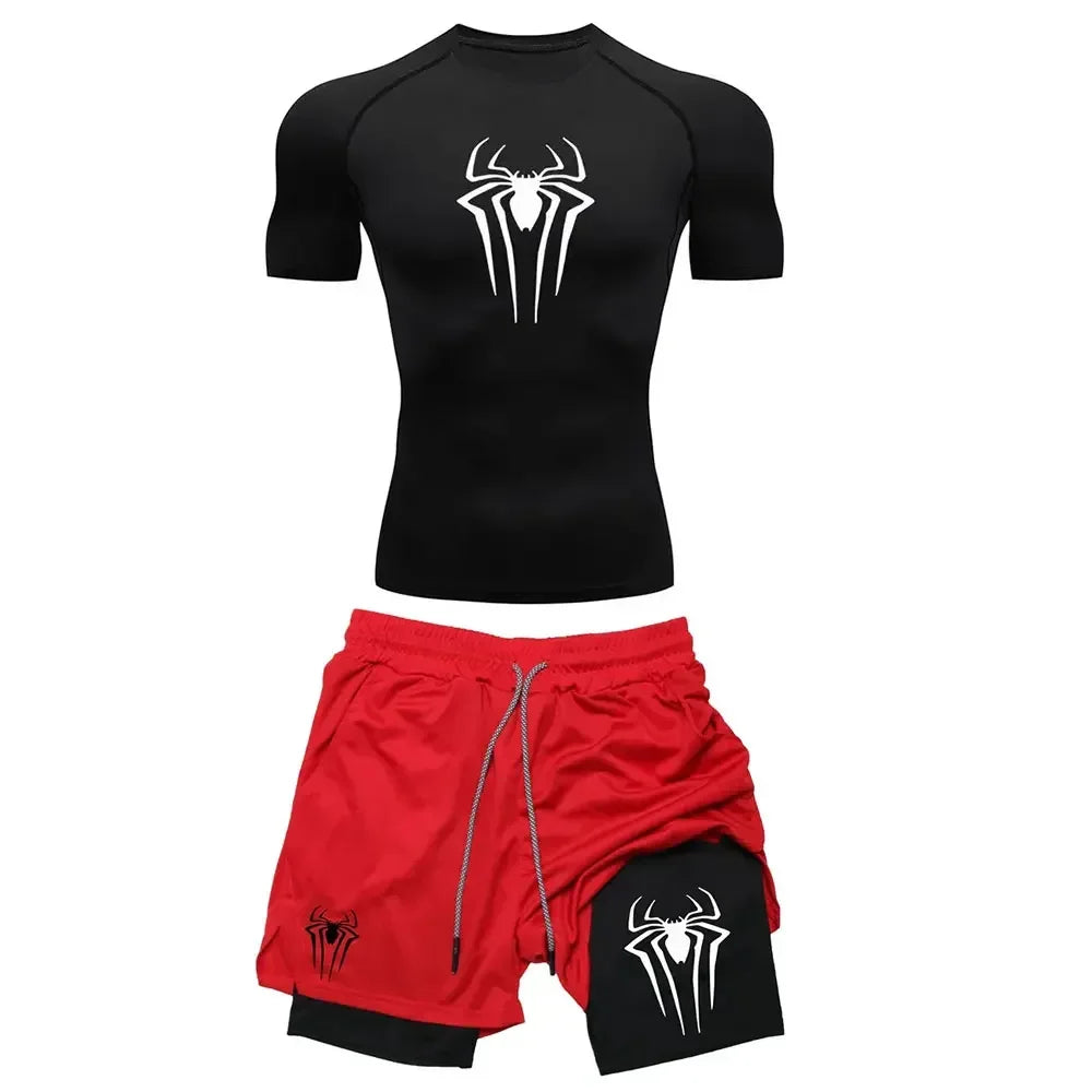 Men’s Spider Print Compression Set