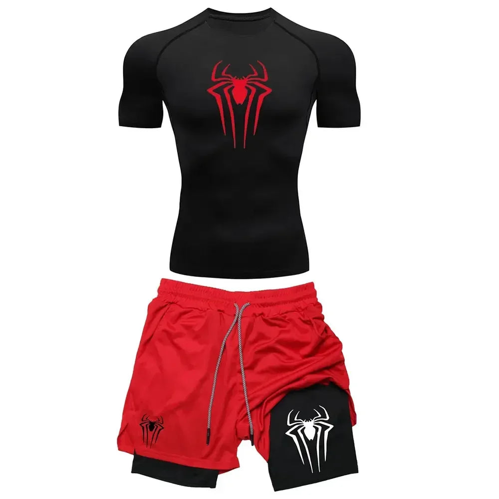 Men’s Spider Print Compression Set