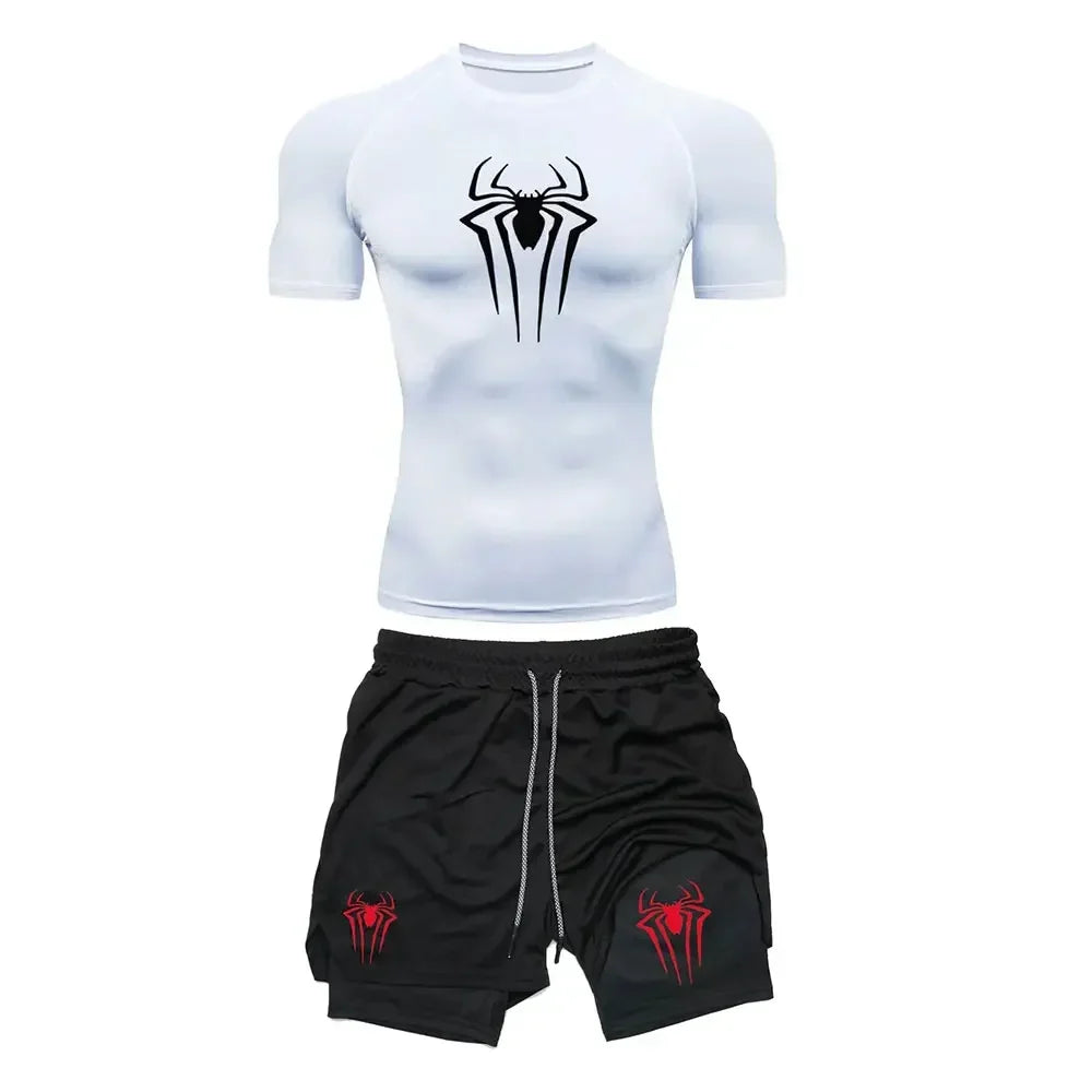 Men’s Spider Print Compression Set