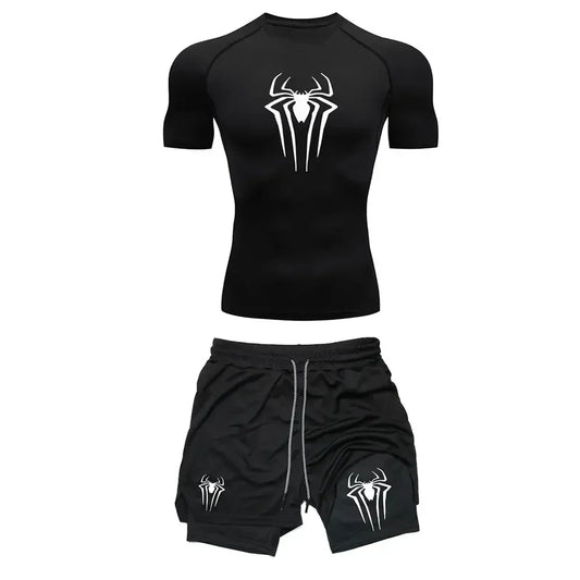 Men’s Spider Print Compression Set