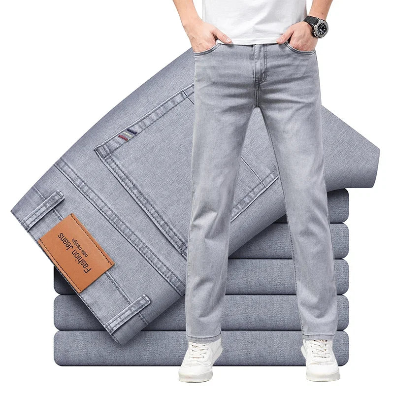 Men’s Slim Cotton Stretch Jeans – Gray