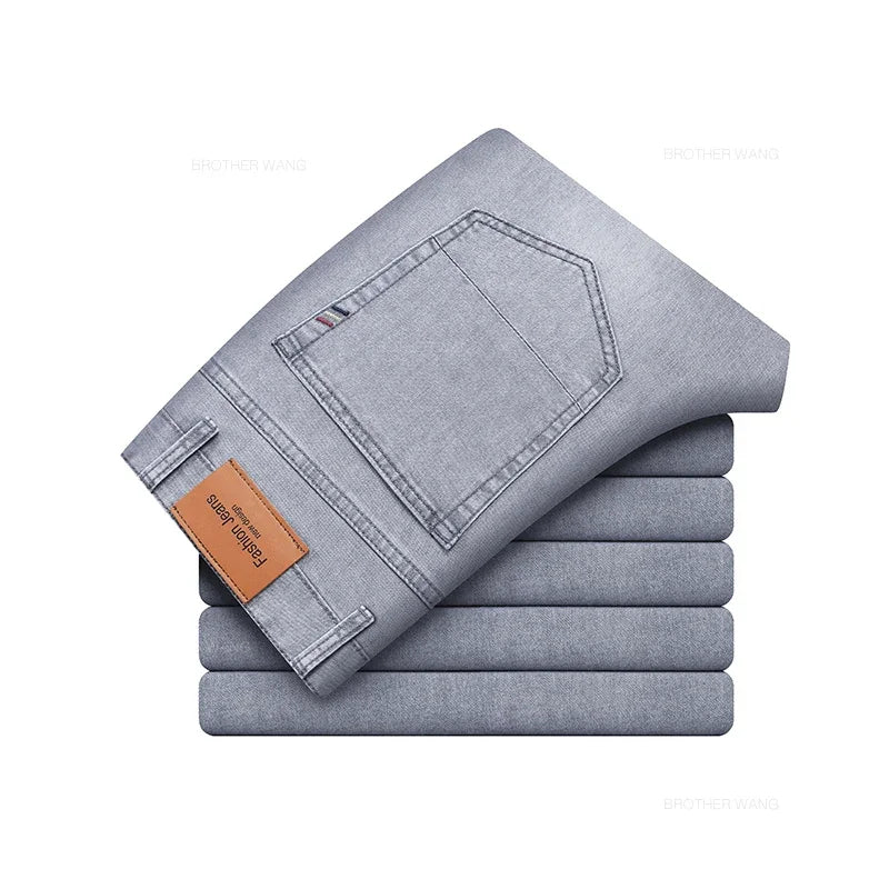 Men’s Slim Cotton Stretch Jeans – Gray
