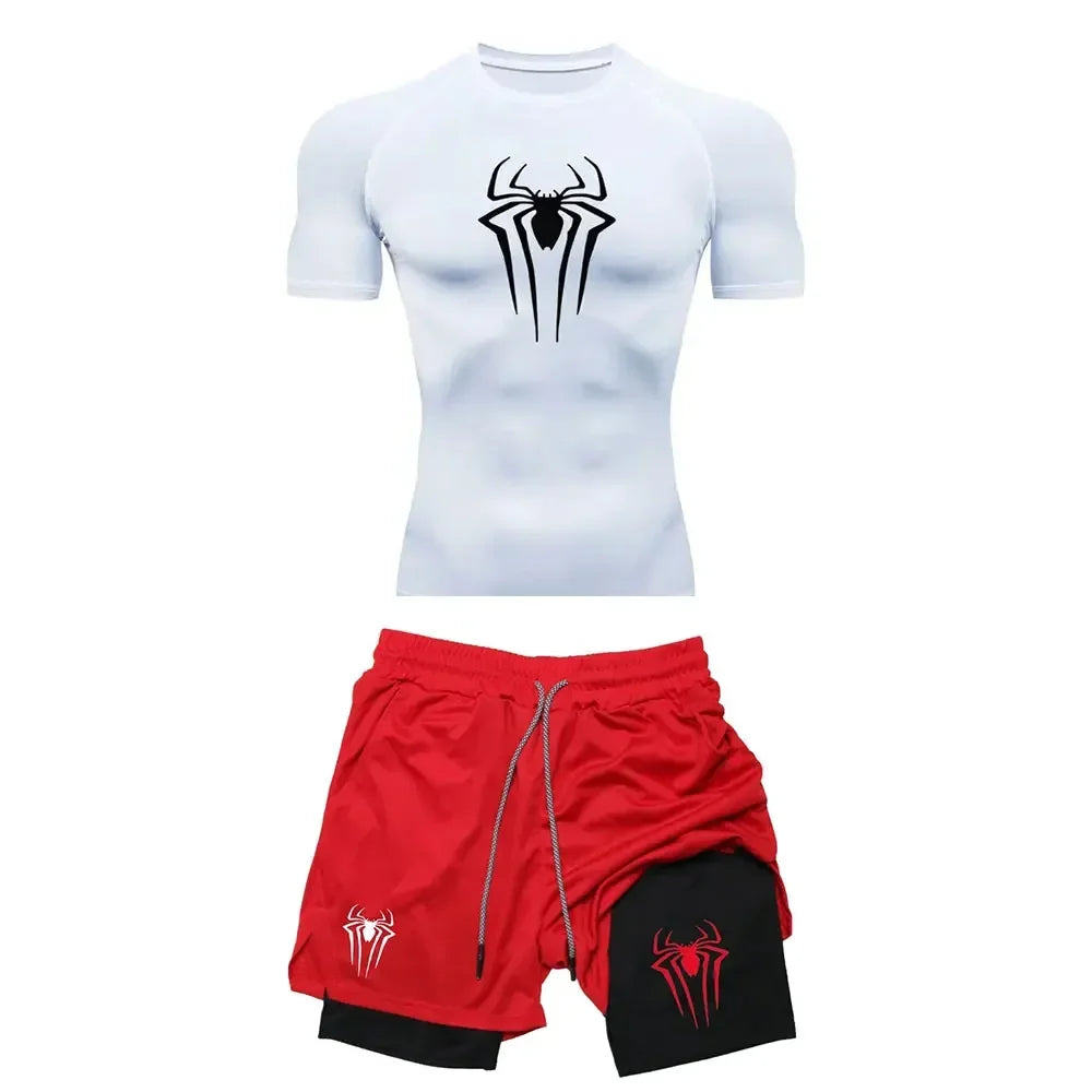 Men’s Spider Print Compression Set